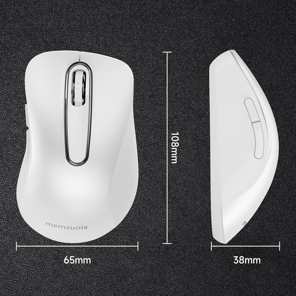 2.4G Wireless Mouse, 1400 DPI Computer Mice with USB Receiver, Portable Wireless USB Mouse Battery Powered Cordless Mice for Laptop, PC, Desktop, 5 Buttons (White)