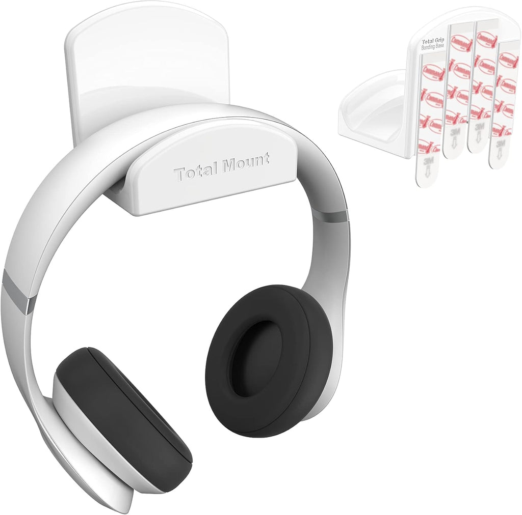 Headphone Hanger – Includes Removable Adhesive Strips for Easy, Damage-Free Wall, Desk, or PC Mounting (Premium White Headphone Hook – One Pack)