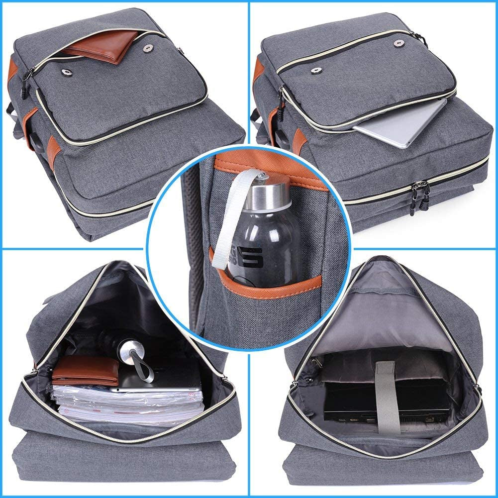 Eco-Friendly Vintage Laptop Backpack for Women Men,Travel Backpacks with USB Charging Port Fashion Backpack Fits 15.6Inch Notebook, Grey