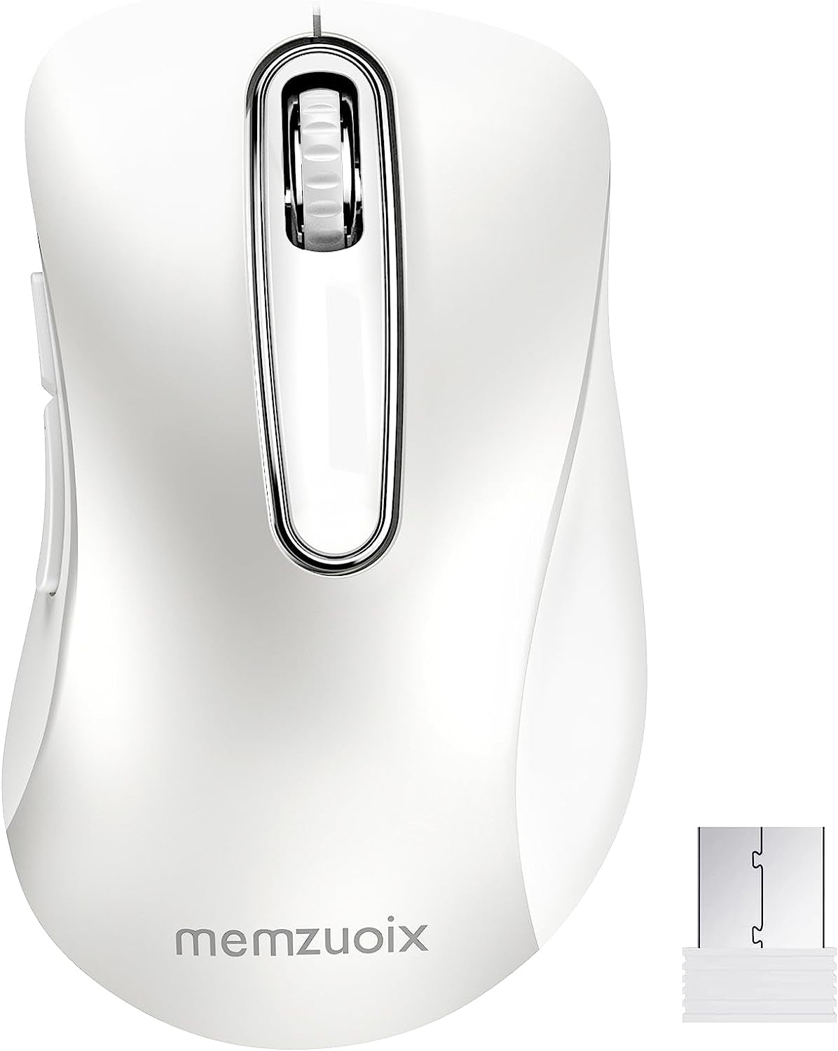 2.4G Wireless Mouse, 1400 DPI Computer Mice with USB Receiver, Portable Wireless USB Mouse Battery Powered Cordless Mice for Laptop, PC, Desktop, 5 Buttons (White)