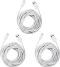 Micro USB Extension Cable Replacement for Wyze Cam V3 or Pan V2, Yi Outdoor Camera - Long Power Cord 25 Ft, White, 3-Pack